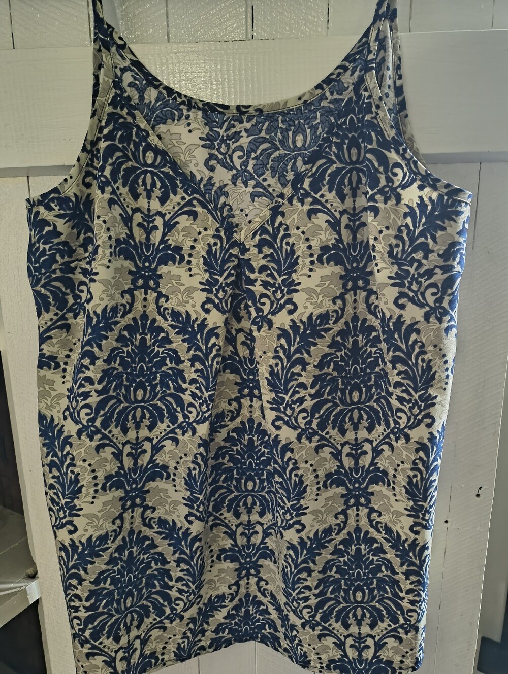 Blue and Cream Printed Women's Tank